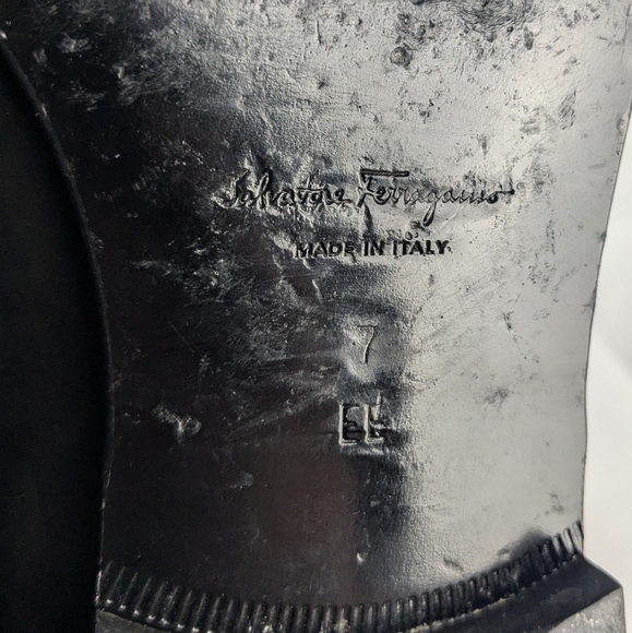 SALVATORE FERRAGAMO Men Loaffer Black Suede Shoes Size 7 Made In Italy With Bow - Picture 11 of 11